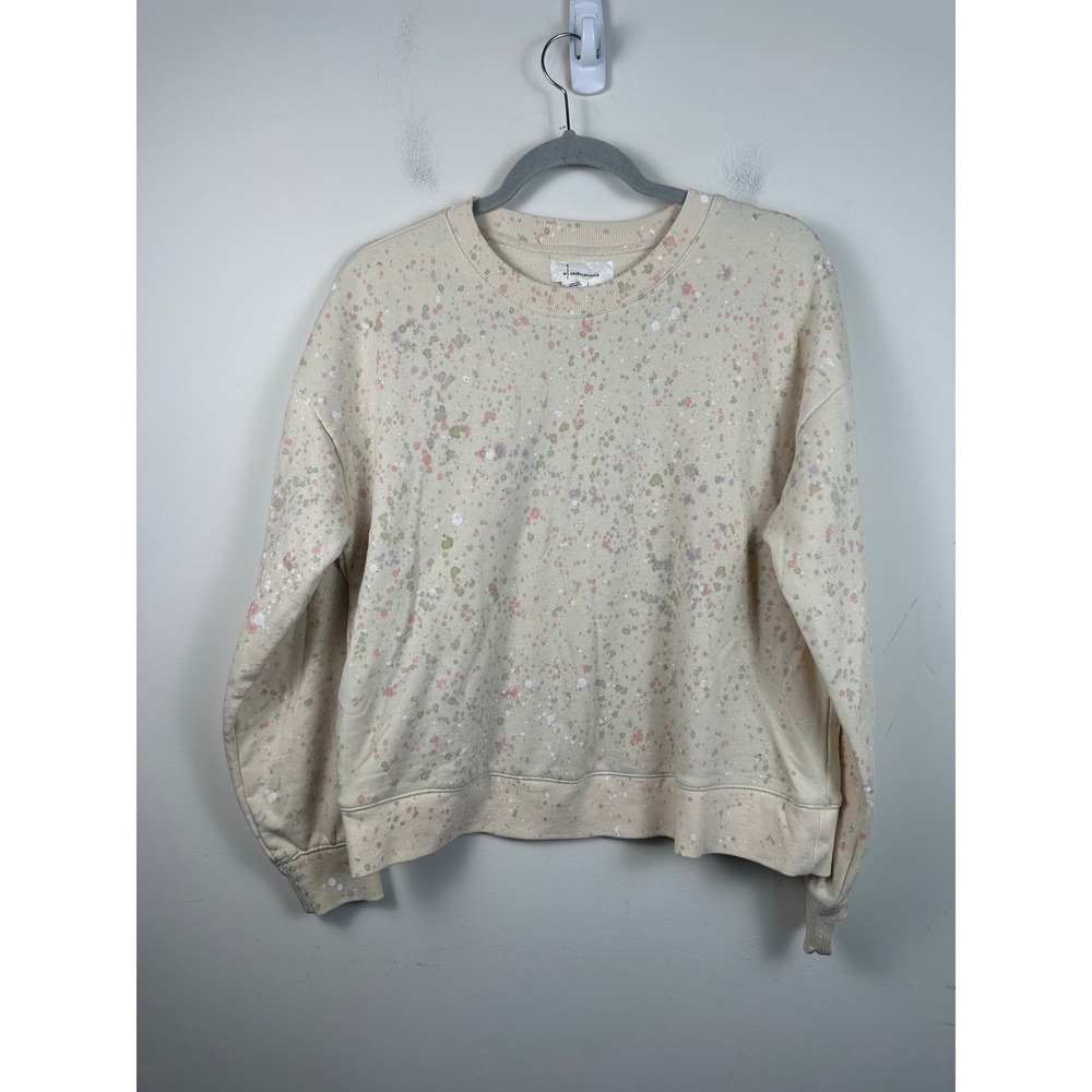 Anthropologie Paint Splatter Sweatshirt Women Small Cream EUC Pullover Crewneck